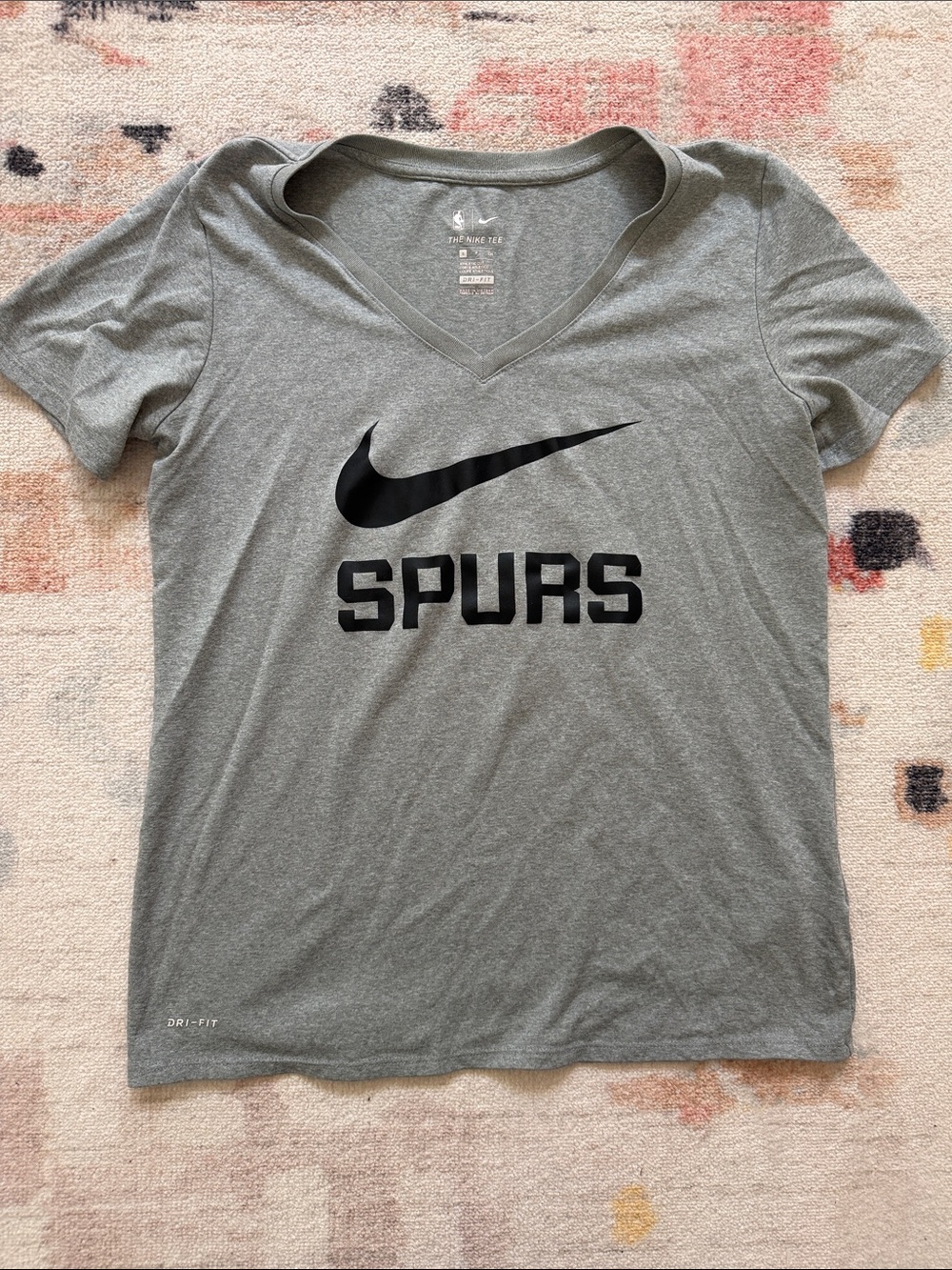 Nike Gray V-Neck Spurs Dri-FIT Tee with Black Swoosh